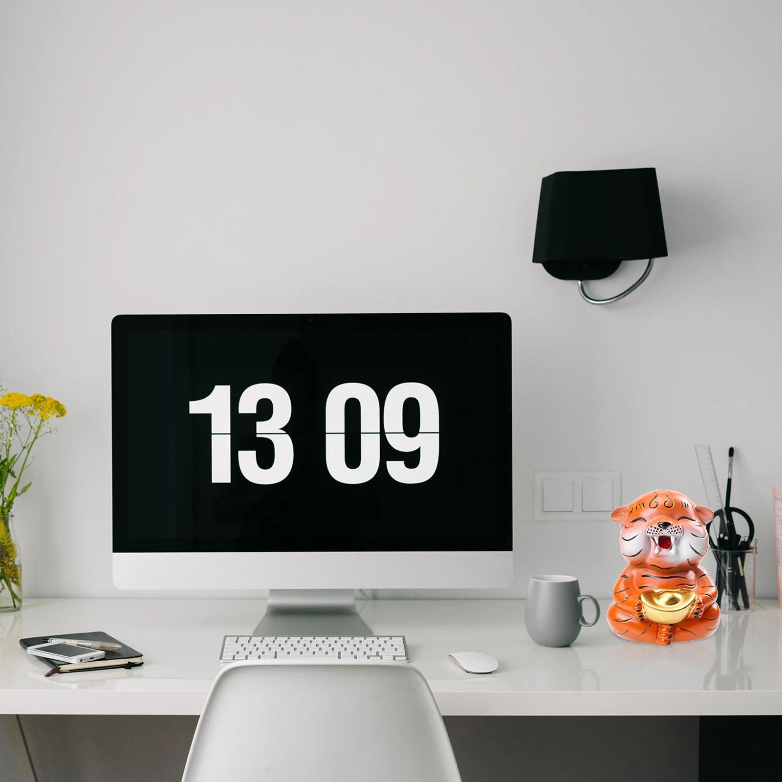 Adorável cofrinho de cerâmica em forma de tigre, banco de moedas funcional para ensino de crianças, economia de dinheiro, acessório decorativo