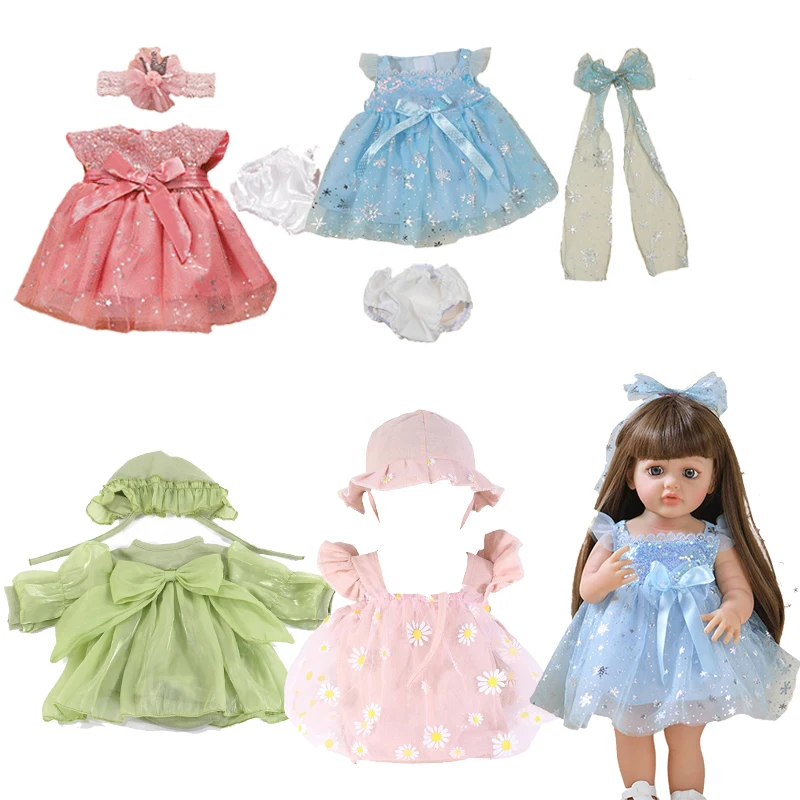 55cm Doll Princess Clothes Accessories Delicate Fashion Reborn Doll Lace Dress For 22inch Baby Doll Clothes Kids Gift Toys Kit