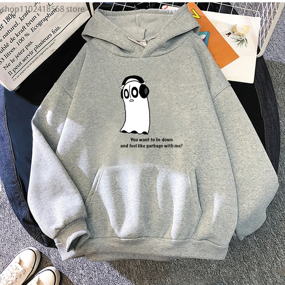 Undertale Game Hoodies Kawaii Cartoon Napstablook Ghost Sweatshirt Halloween Graphic Pullovers Hooded Women Hoodie Men Clothes