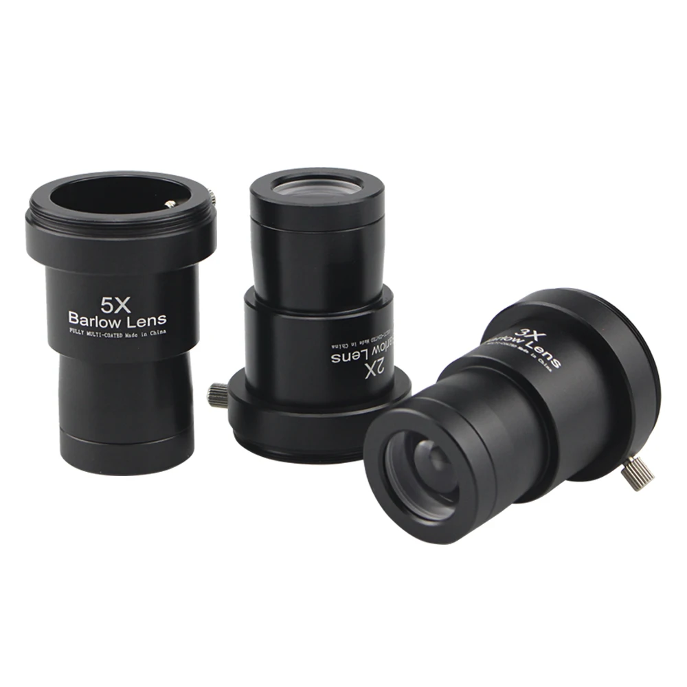 1.25 Inch 2X/3X/5X Telescope Barlow Lens - Fully Metal Coated Optical Glass with M42 Camera Mount Threads for Astrophotography