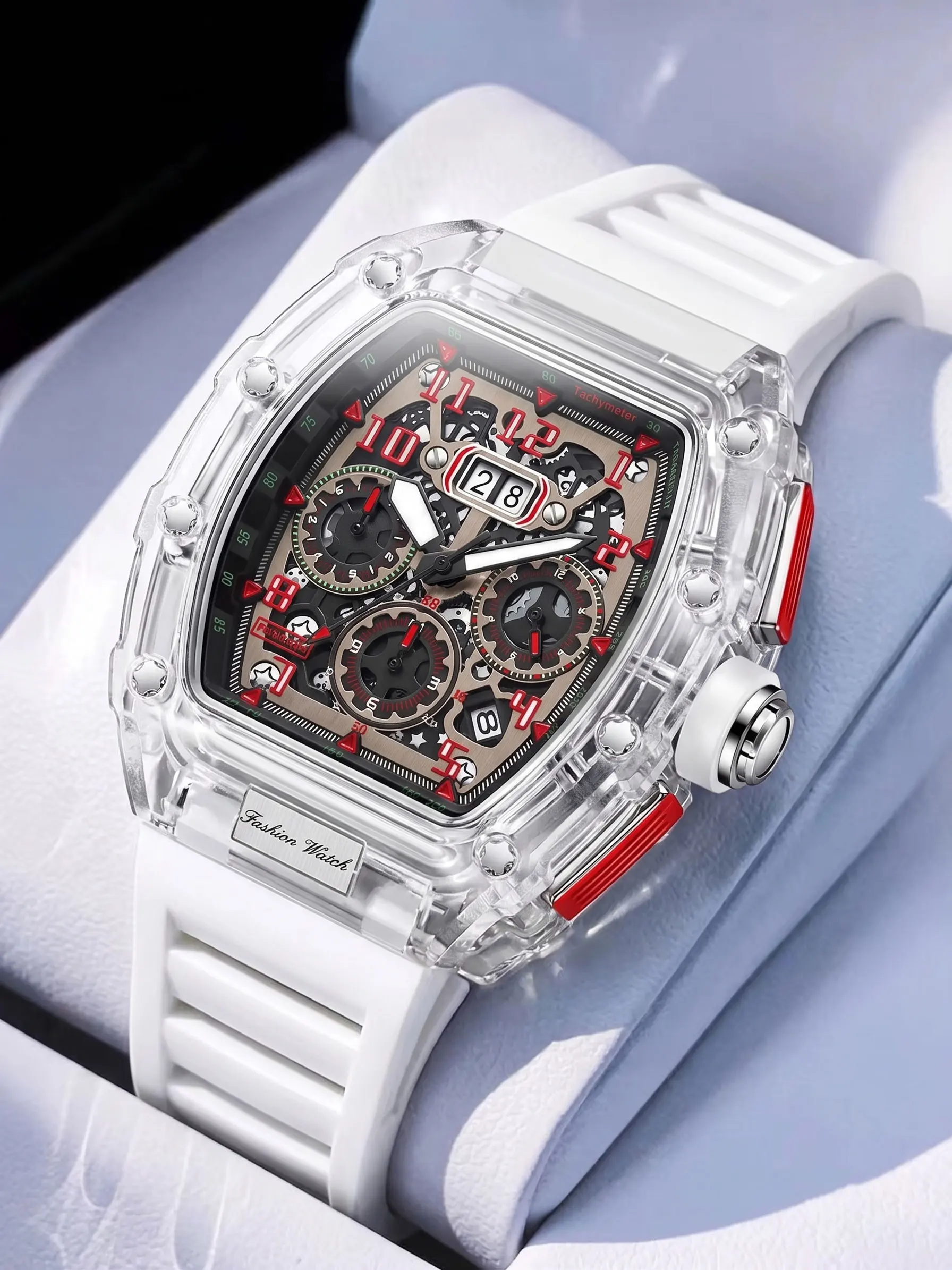 

New Men's Fashion Sport Watch Multi-Function Quartz Wristwatch Barrel-Shape Men's Watch