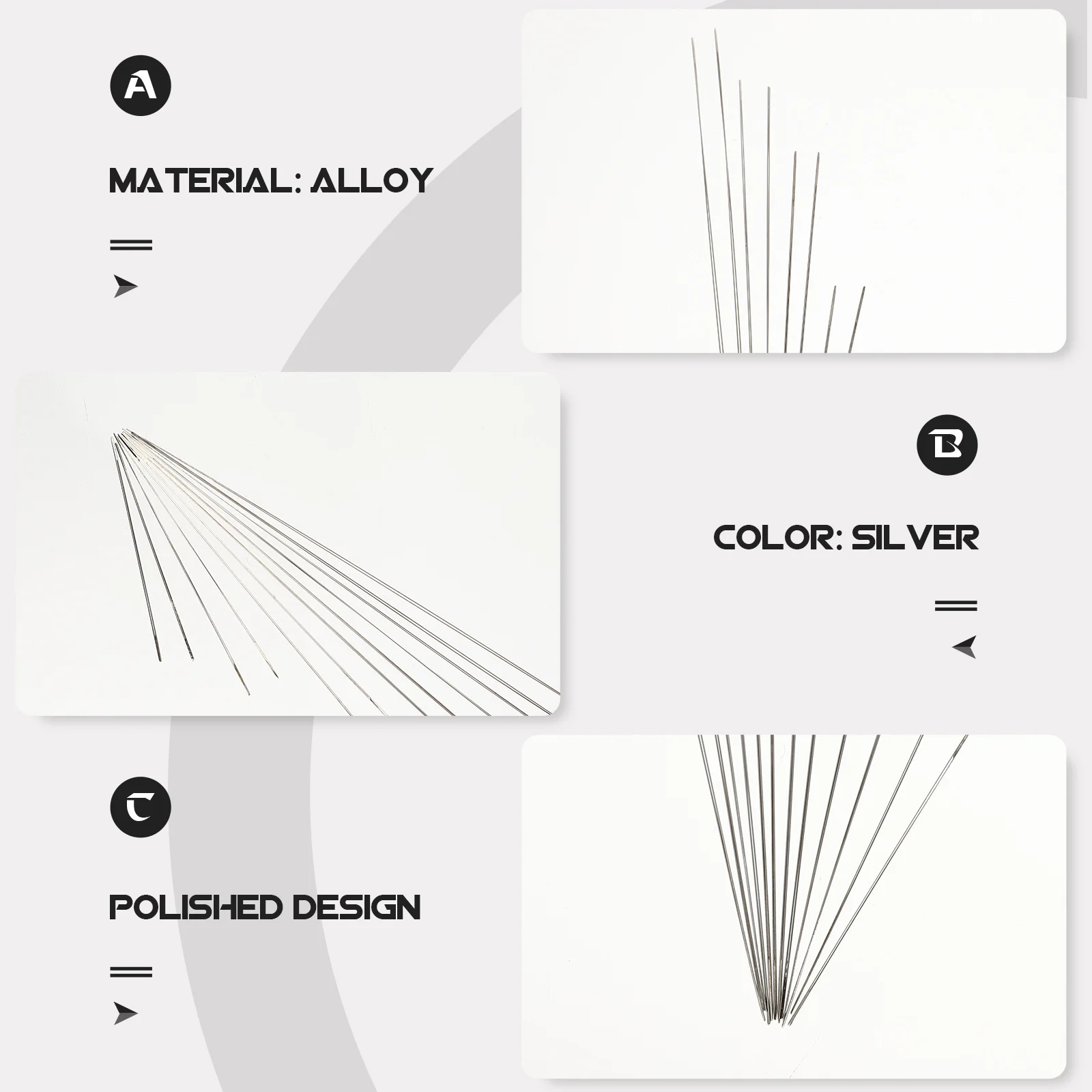 

12Pcs Beading Needles Big Eye Alloy Thread Sewing Stitching DIY Craft Making Tool for Beads Pearls Embroidery Superfine Opening