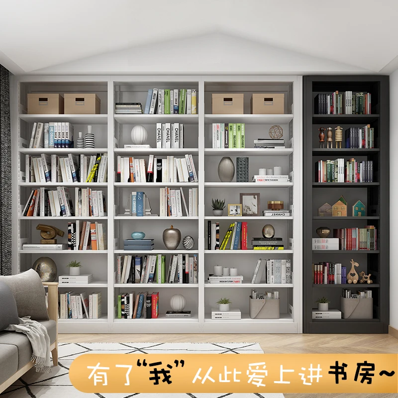 

Steel bookshelf Floor-to-ceiling home study Children's bookcase Simple wrought iron bookshelf Library book shelf Shelf