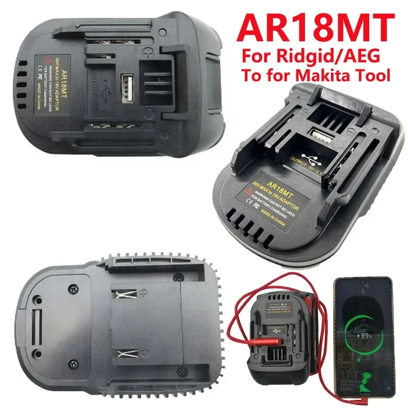 

AR18MT Adapter for Ridgid / AEG 18V Lithium Battery To for Makita 18V Li-ion Battery Tools for BL1830 BL1840 Battery Convert