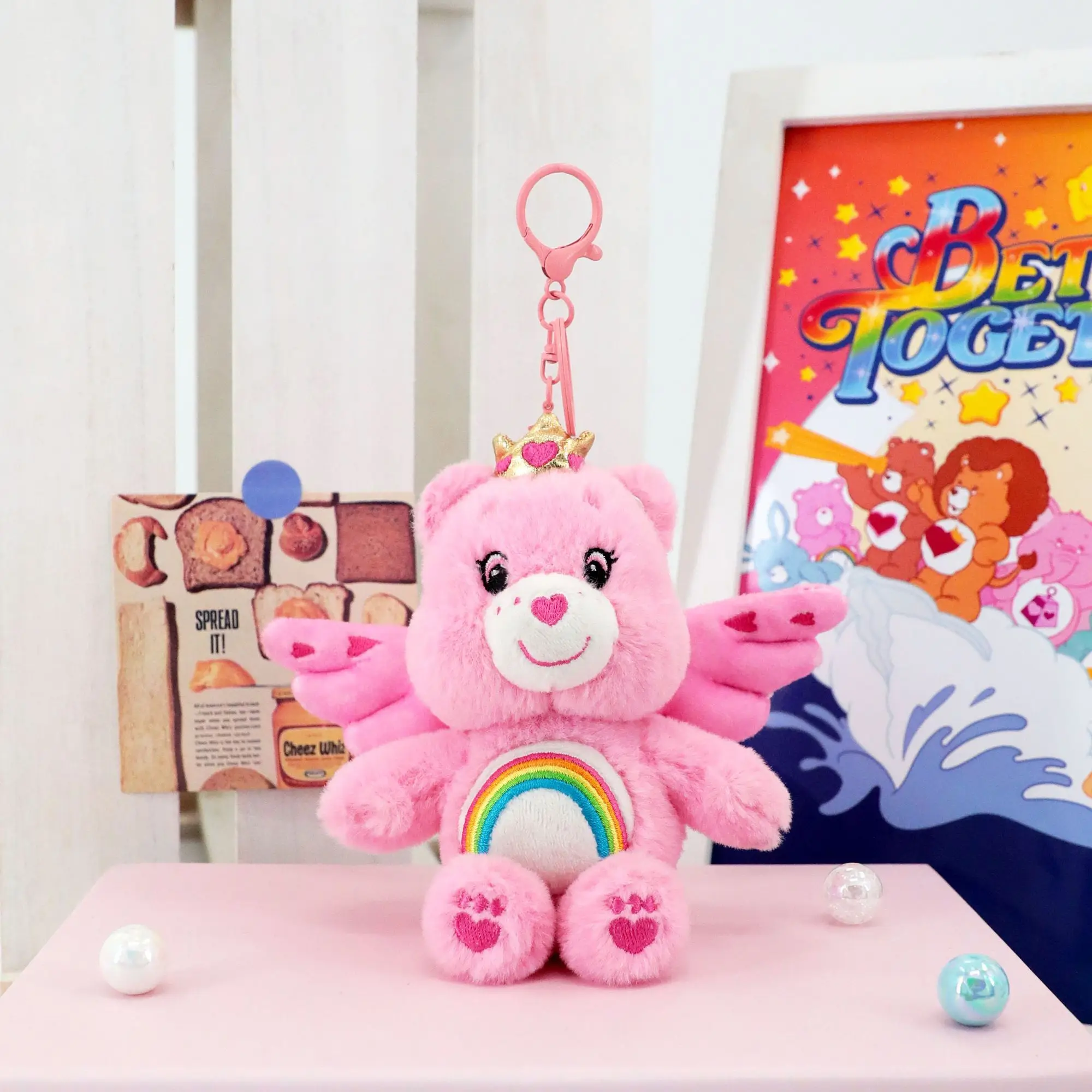 

Kawaii Anime Care Bears Rainbow Fashion Pendant Cartoon Love Bear Accessories Bag Pendant Cute Girl Heart Pendant Gifts Toys