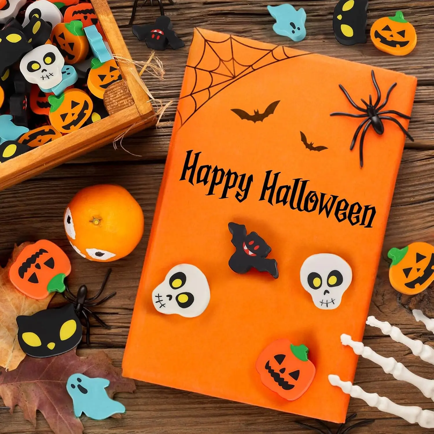 50 Pcs Wholesale Halloween Eraser Set | Creative Pumpkin Ghost Shaped Erasers for Kids Party School Supplies Back To School