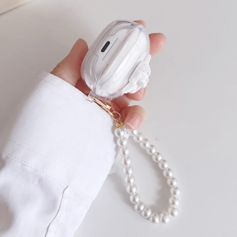 เคสหูฟังสำหรับ Beats Fit Pro เคสน่ารักน่ารัก/กรอบลายนางฟ้าพร้อมจี้ซิลิโคนใส TPU สำหรับเต้นเคส fitpro