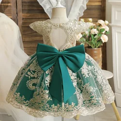 Toddler Baby Girls Lace Dress Elegant Embroidery Flower Princess Dresses for 1-5 Years Newborn Infant Green Christmas Costumes