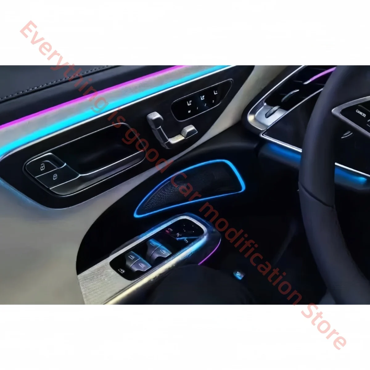 الضوء المحيط لمرسيدس بنز الفئة E W214 ترقية الإضاءة الداخلية للسيارة قطع غيار السيارات لوحة غطاء مضيئة 4D مكبر الصوت الدوار