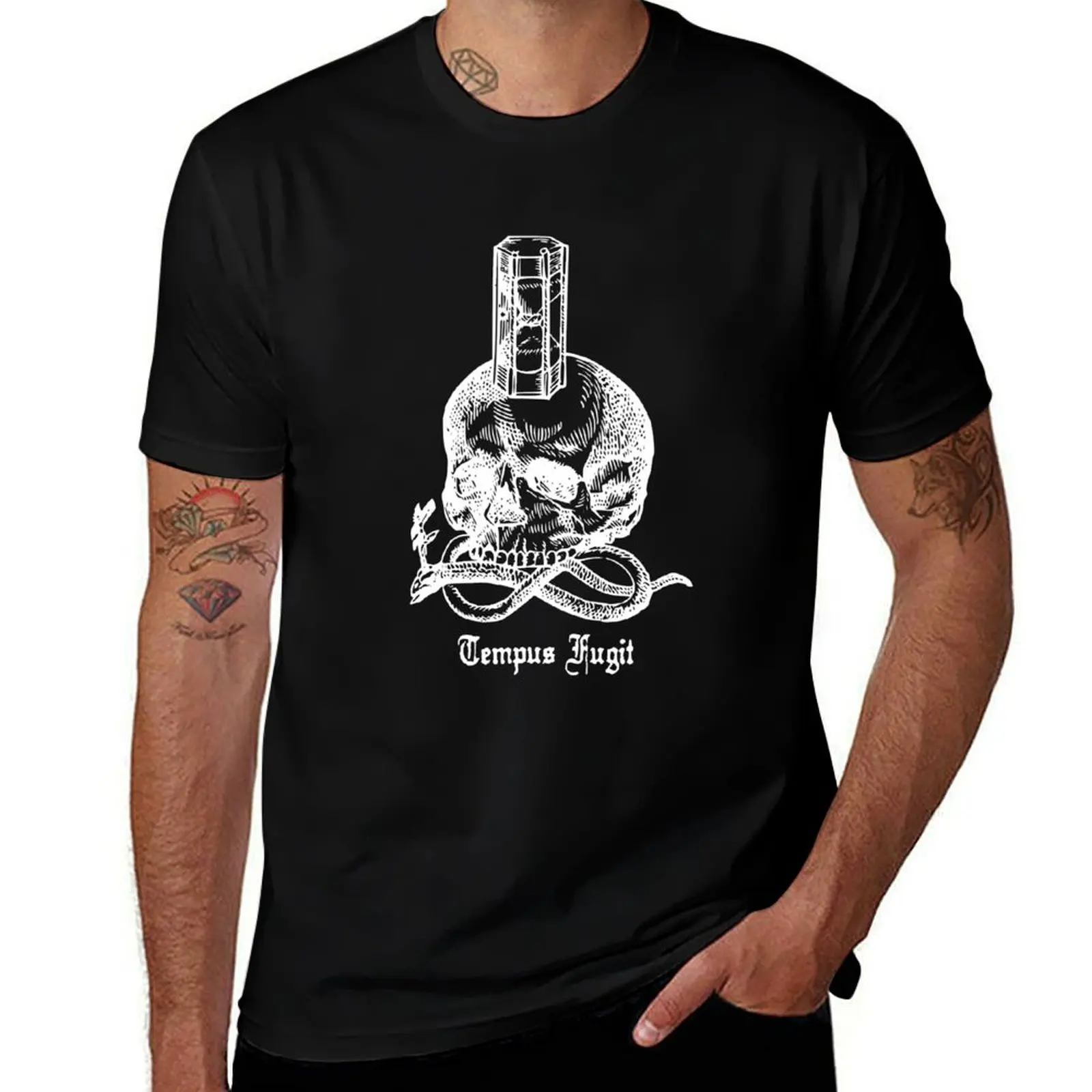 Tempus Fugit - Time Flies (White) T-Shirt Basic Simple Casual Short Sleeve Tee T-Shirt