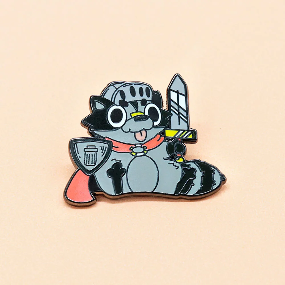 Warrior Raccoon Badge Cute Cartoon Animal Enamel Pin Jewelry Backpack Decorate