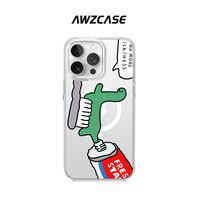 Cute Dinosaur Brush Teeth Magnetic Phone Case For iPhone 16 15Plus 14 13 Pro Max 12 11 MagSafe Soft Transparent Clear Cover