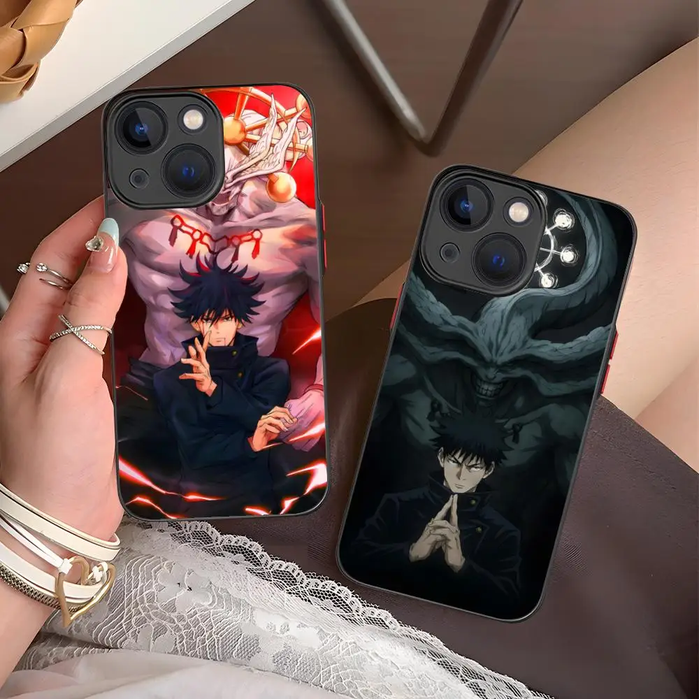 Jujutsu Kaisen Megumi Fushiguro جراب هاتف آيفون 16 15 14 13 12 11 X XR XS 8 7 Pro Max Plus لون صغير سيليكون واقية #5