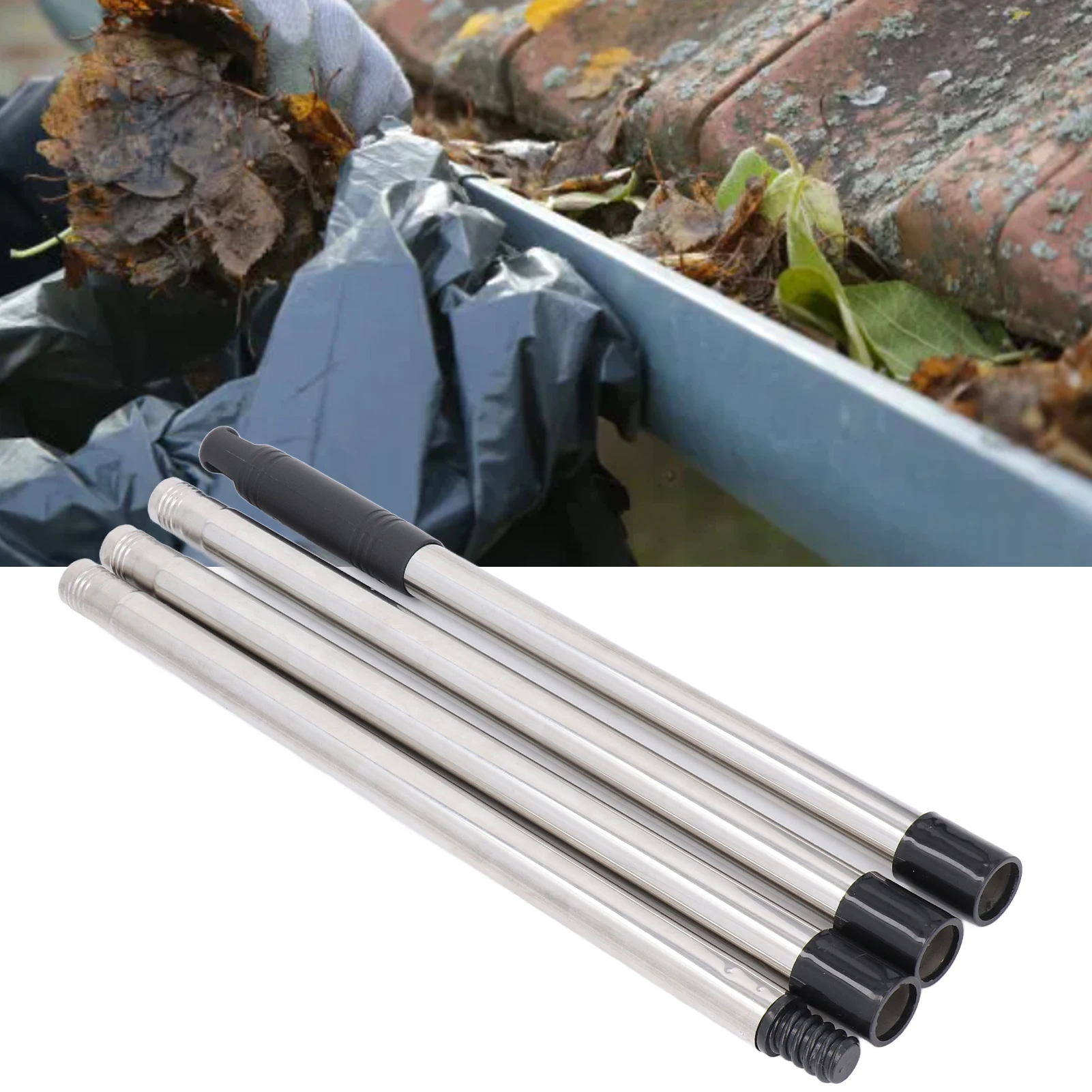 Gutter Cleaner Pole Aluminum Alloy 2‑8.2ft Stretchable Roofing Tool Extension Pole