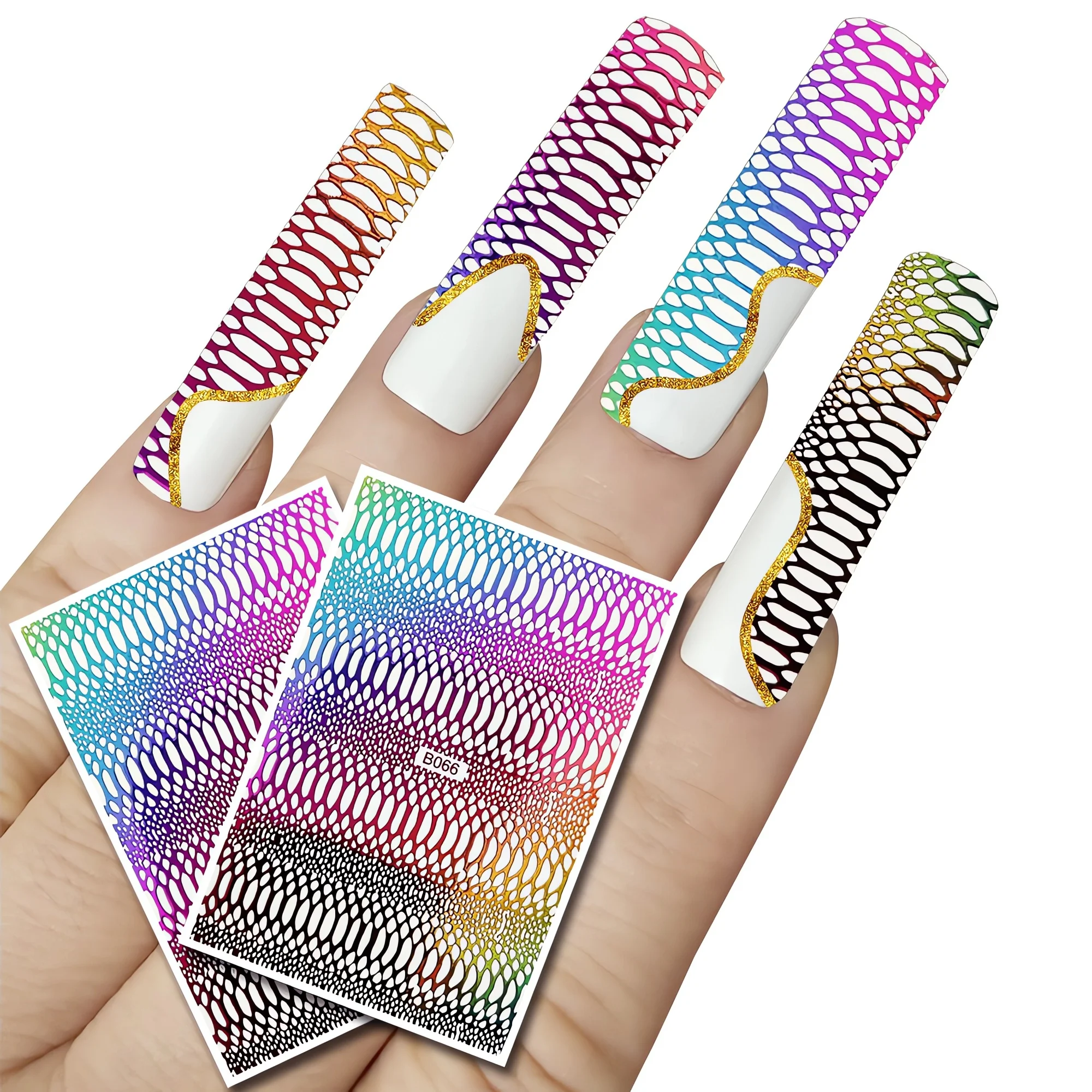 Rainbow Serpentine Pattern Water Decals Nail Stickers 3D DIY Manicure Decor High-Quality and Easy to Apply for Stunning Nails