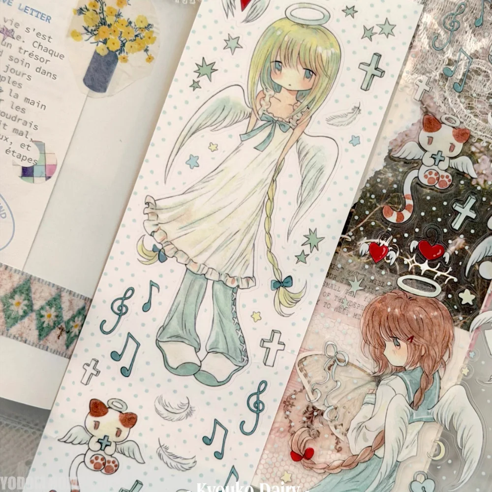 35cm Original Hand-drawn Cute Anime Girl Stickers Tape for Craft Supplies Scrapbooking Material Phone Case Water Bottle