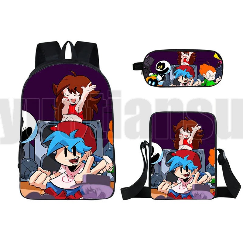 3D Anime Hot Game Friday Night Funkin Backpack 3Pcs/Set Children Book Bagteens Harajuku High Quality Travel bag Kid School bag