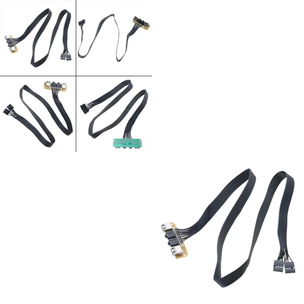 

USB Front Panel HUB Microphone & Earphone Jacks Port 6cm Extension Wire
