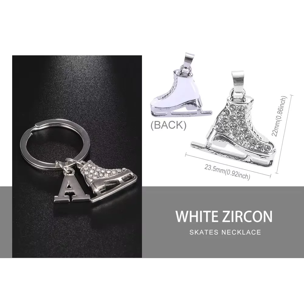 COOLTIME Initial 3D Zircon Skates Shoes Keychain Women Girls 26 alphabet Letter Pendant Key Rings Jewelry Birthday Gifts