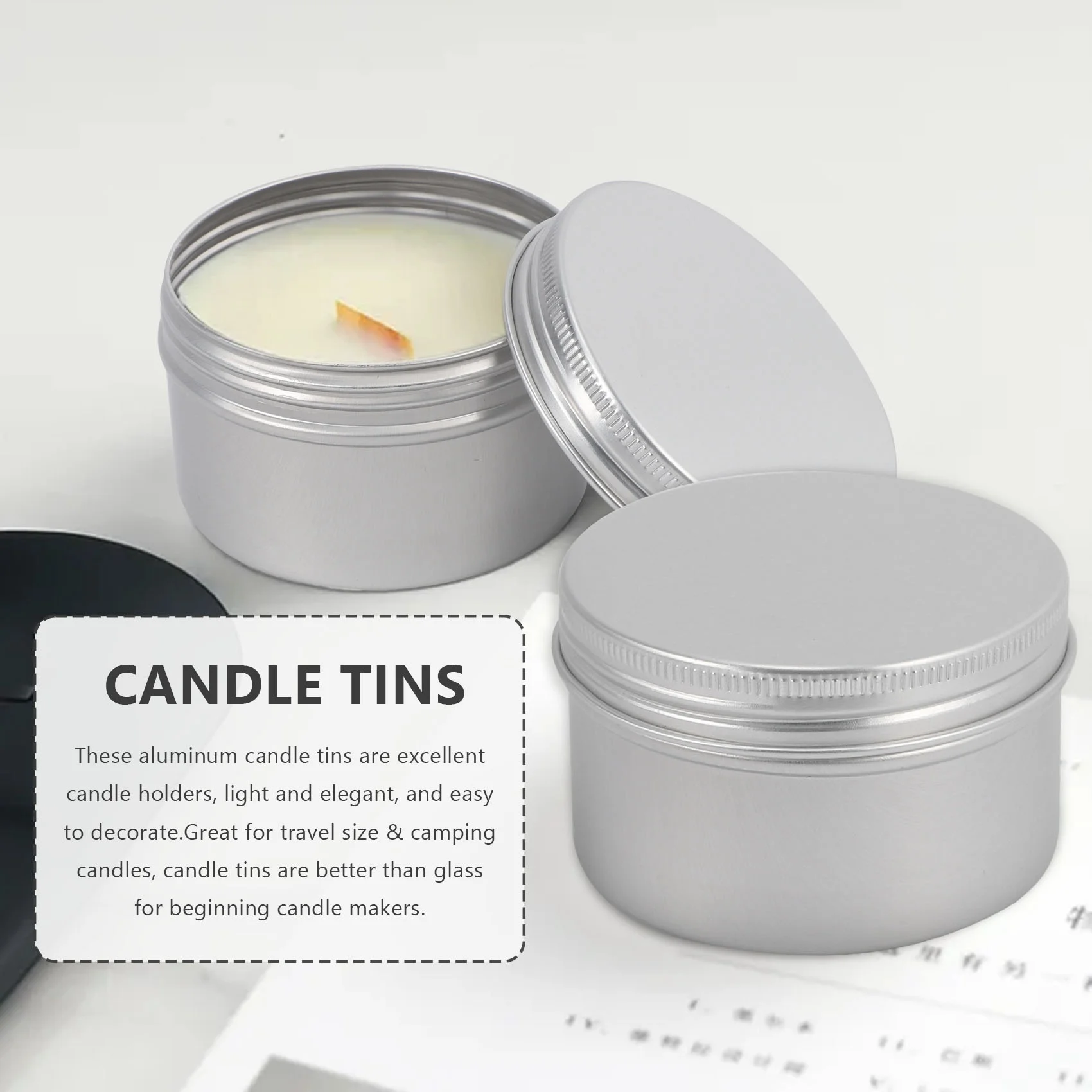 12Pcs 4Oz Metal Candle Tins for DIY Candle Making, Metal Tins with Screw Lids,for Candle Making,Crafts,Storage (Silver)