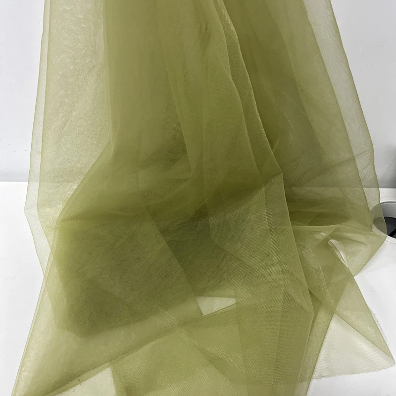 Avocado Green Tulle Fabrics Soft Wedding Decoration Curtain Clothing Olive Mesh Layout Chair Back Yarn Net Veil Material