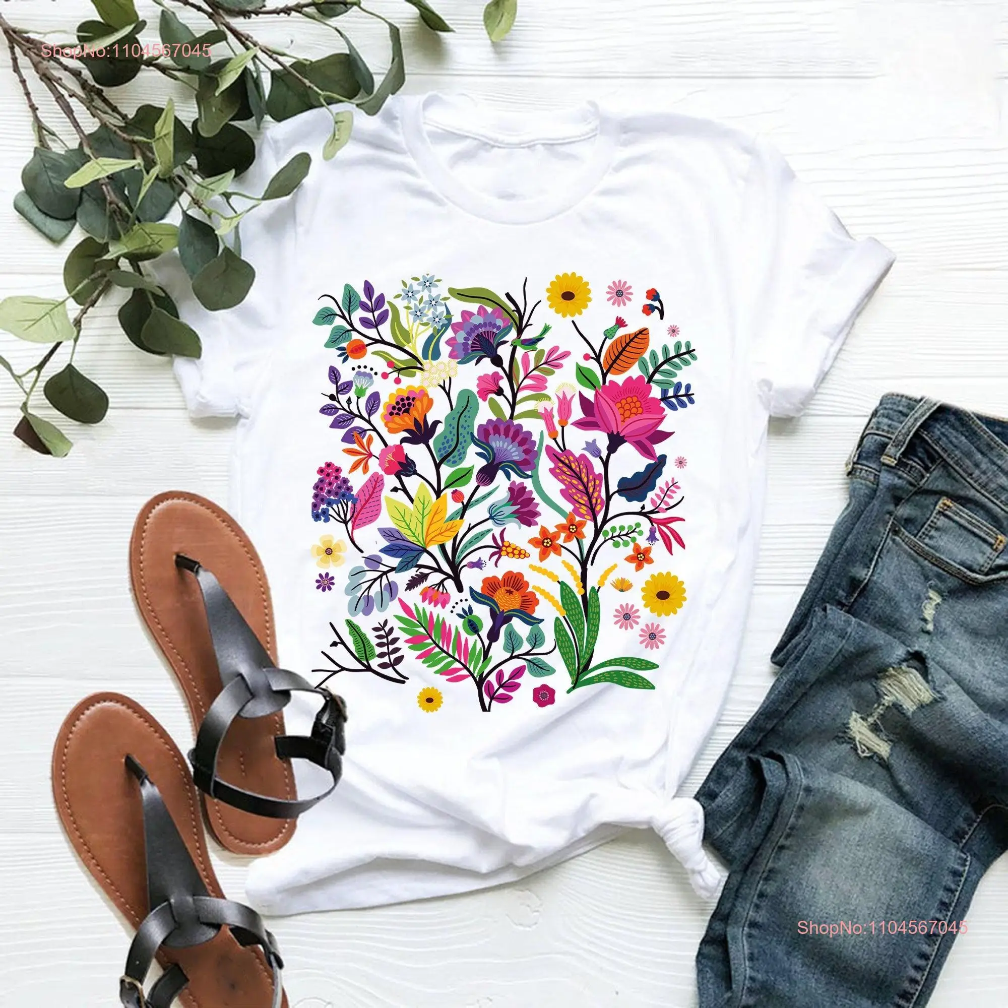 Camiseta de flores silvestres, flores silvestres, flores florales para mujeres, señoras, mejor amigo, planta, mangas largas o cortas