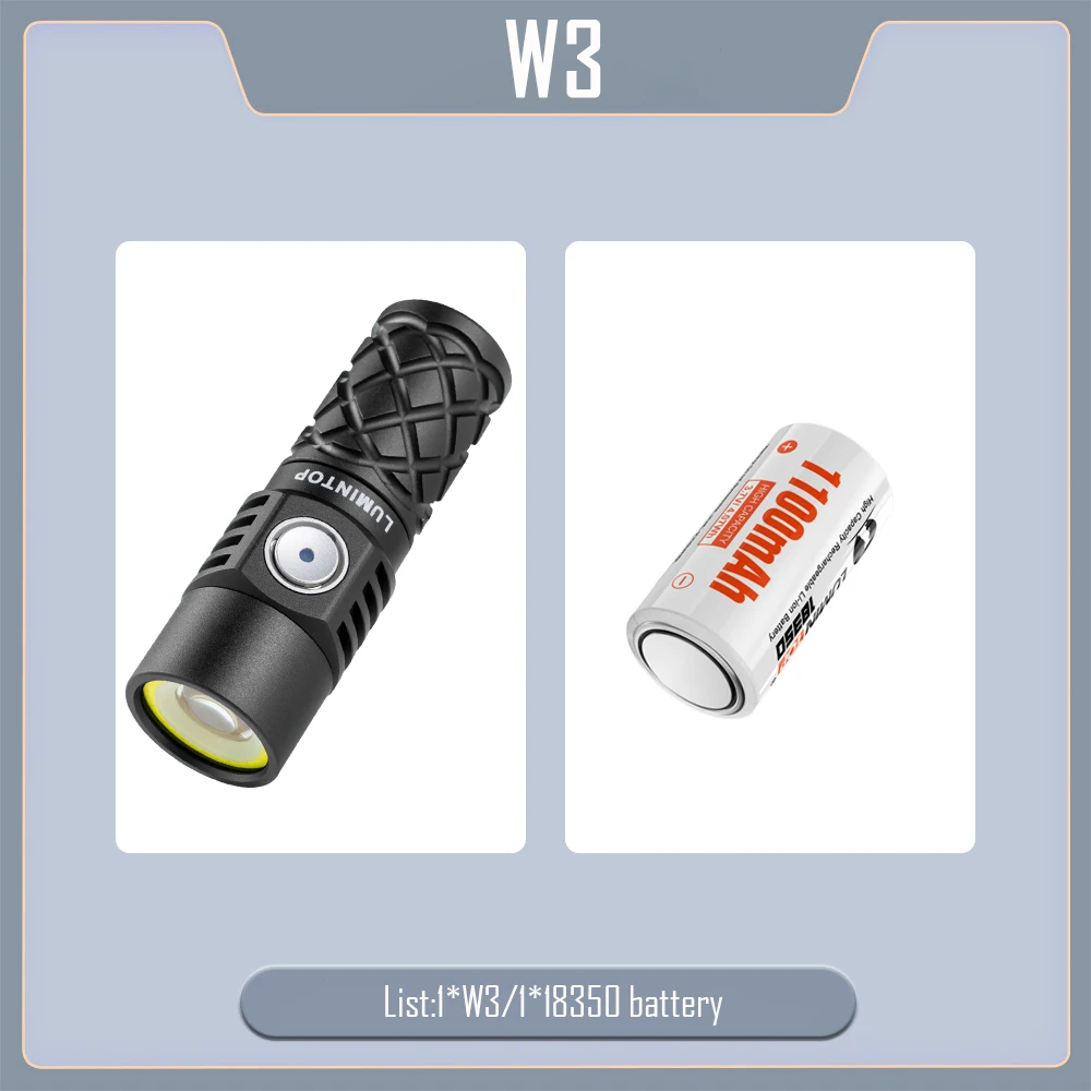 Linterna LED EDC LEP, Lámpara de Camping, Luces LED 18350 de Iones de Litio, Lámpara Recargable Potente, 700M Resistente al Agua IPX8, Antorcha para Tienda de Campaña W3