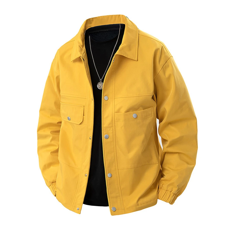 8XL Plus Size Cargo Jacket Men Spring Autumn Coat Fashion Casual Lapel Jacket Male Solid Color Outerwear Outdoor Black