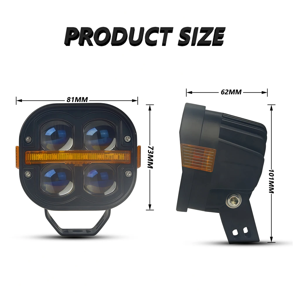 4" LED Work Light Spotlight Fog light Driving Lamp Dual Color DRL For BMW R1200GS R1250GS F800 F850 F900 Motorcycle SUV ATV UTV image 2
