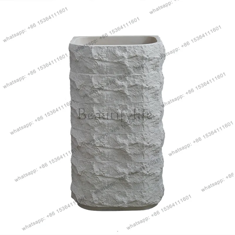 Wabi Sandy Wind Outdoor Garden Column Basin Integrated Floor-to-ceiling Balcony Art Washbasin