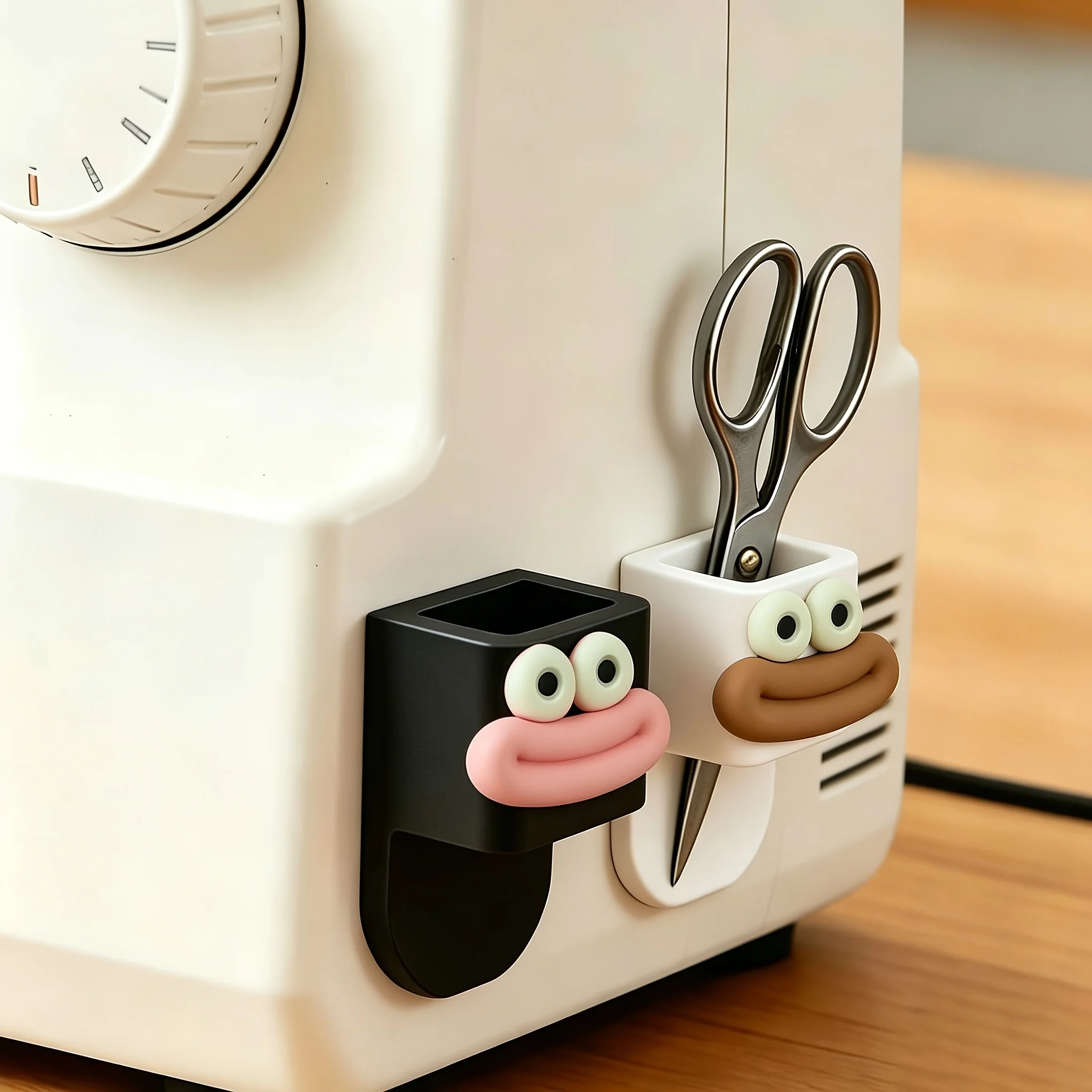 Cartoon Magnetic Scissors Holder Sewing Machine Tool Storage Cute Big Mouth Craft Organizer