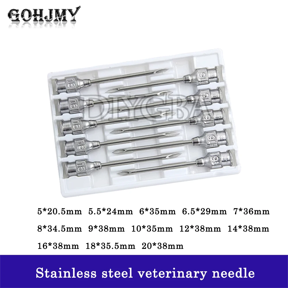 10PCS Stainless Steel Metal Needle for Farm Animals Livestock Poultry Paste Adhesive Glue Liquid Dispensing Syringe Needle