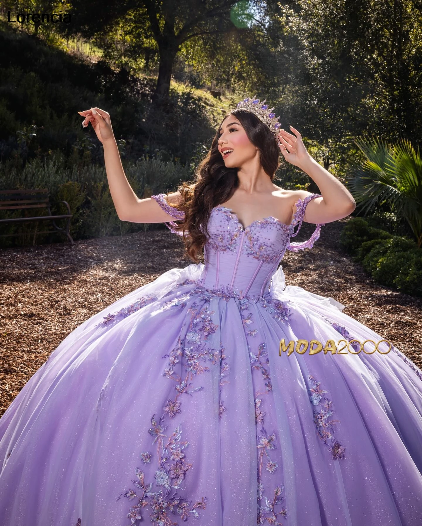 Personalizzato Messicano Lavanda Lilla Abito Quinceanera Abito di Sfera Applique di Pizzo Perline Corsetto Dolce 16 Abiti Da 15 Años YQD898