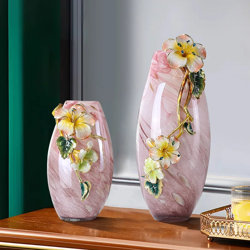 

Enamel colored vases decoration living room TV cabinet porch european-style high-grade art glass luxury decorated vases