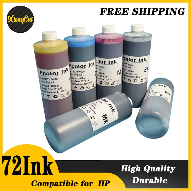 

1Liter Waterbased Dye Ink for HP72 for HP Designjet T610 T620 T770 T790 T795 T1100 T1120 T1200 T1300 T2300 Printer