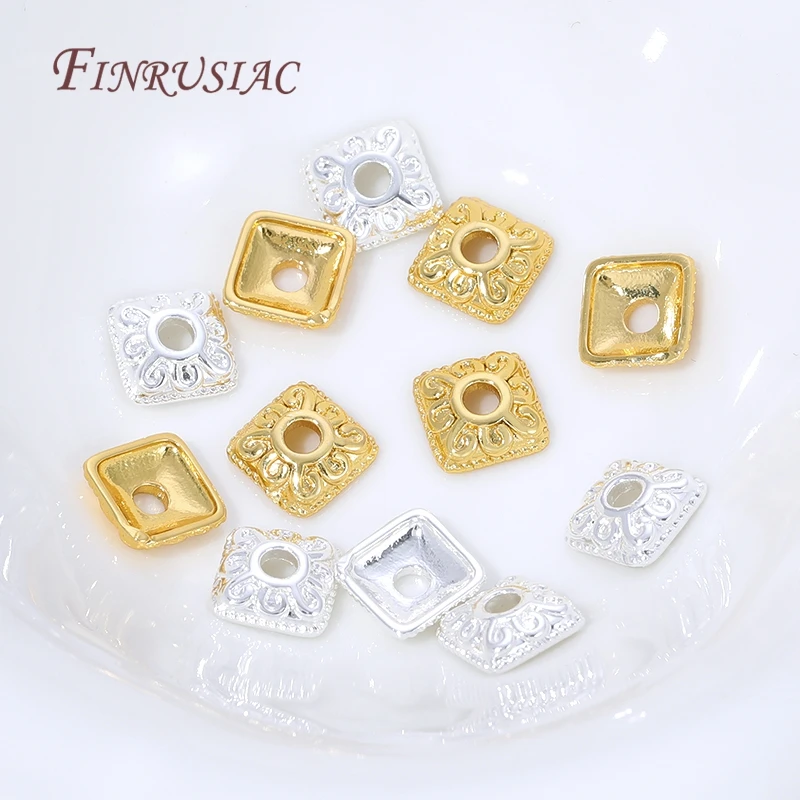 10/20 Stück 18K vergoldete Messing-Perlenkappen, Blumen-Perlenkappen für Schmuckherstellung, DIY-Halsketten- und Armband-Zubehör – Detail 26