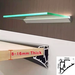 Estante de almacenamiento Invisible, perfil de aluminio LED, canal de capa de gabinete, apto para tablero de 8-16mm, retroiluminación, barra de Clip montada en la pared, luces de tira