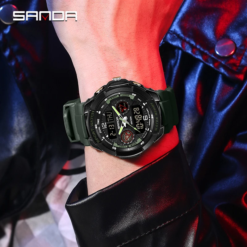 SANDA Brand Countdown LED Digital Watches for Men Luxury Sport Chronograph Alarm Wristwatch Military Quartz Clock Male Watch