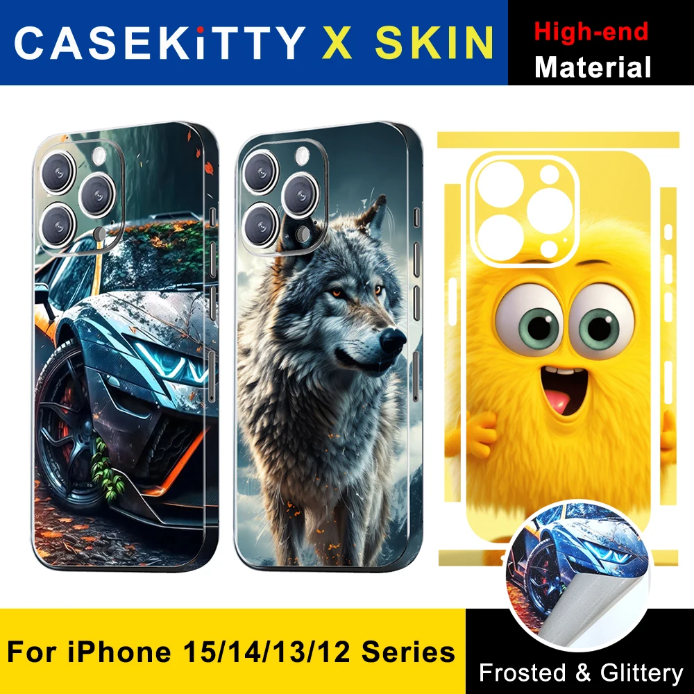 CASEKiTTY Skin For iPhone 15 Pro Max Back Film 14 Plus Sticker 13 12 Mini Protective Decal Wrap Side Frame Full Screen Protector