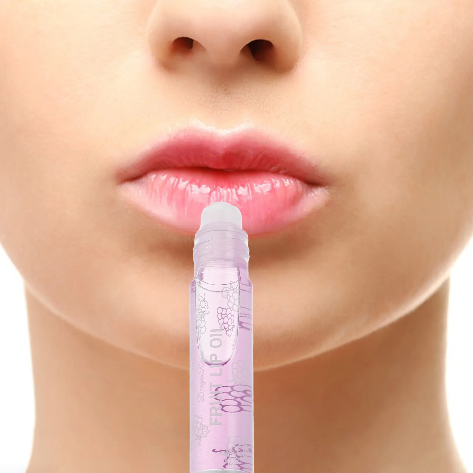 Roll-on Fruit Lip Oil Gloss Grape Flavor Transparent Colorless Moisturizing Hydrating Lip Balm Roller Suitable for All Ages