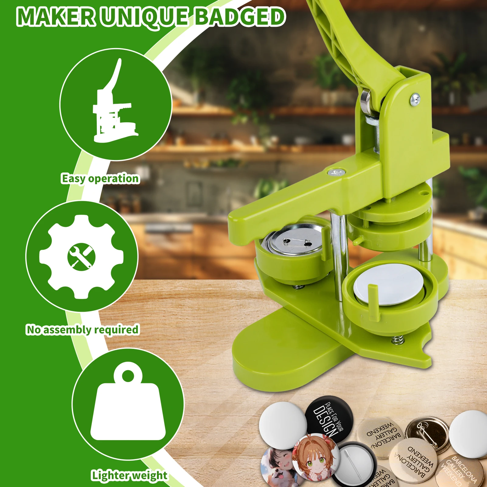 

Button Maker Machine, 32mm Installation-Free DIY Pin Button Maker Press Machine Kit Upgraded Rotary Mounting Technology