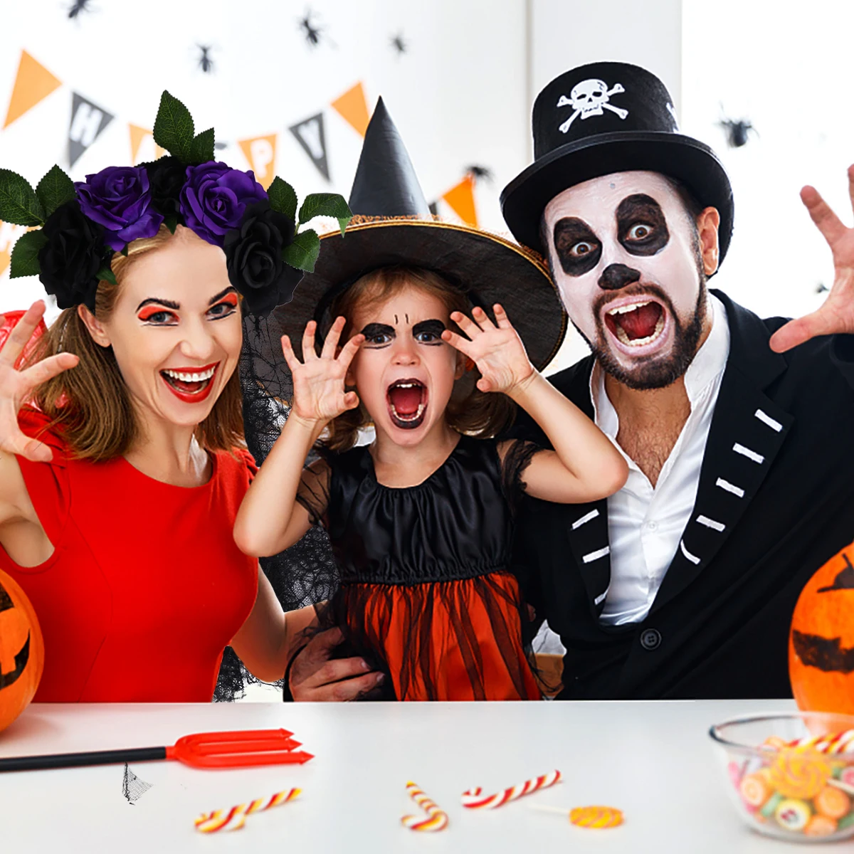

Halloween Skull Plastic Headdress For Party Lace Veil Headwear Party Headdress Halloween Hair Cosplay Christmas