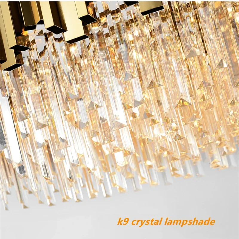 Imagem -03 - Designer Moderno de Pingente Lustre para Sala Jantar Estar Quarto Escada Luxo k9 Cristal Iluminação Interior Decoração Aço Inoxidável