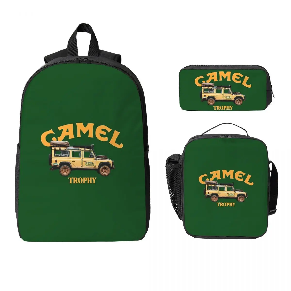 

Camel Trophy Defender 110 Backpack Boys Girls BookBag School Bag Computer Shoulder Bags 3ps Insulated Lunch Bag Pencil Case