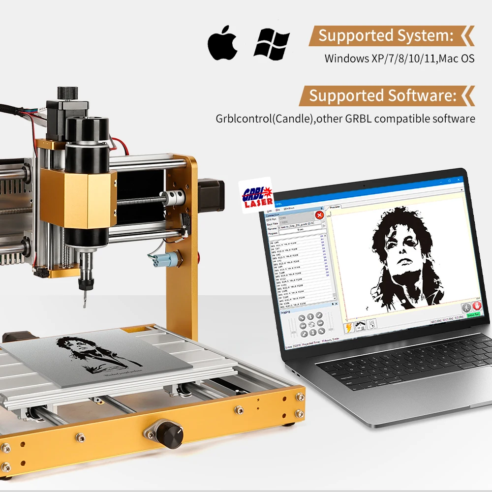 Fresadora CNC 3018 Pro Max, husillo de 500W, Control GRBL, máquina de grabado láser, tallado de PCB acrílico, enrutador de corte de madera