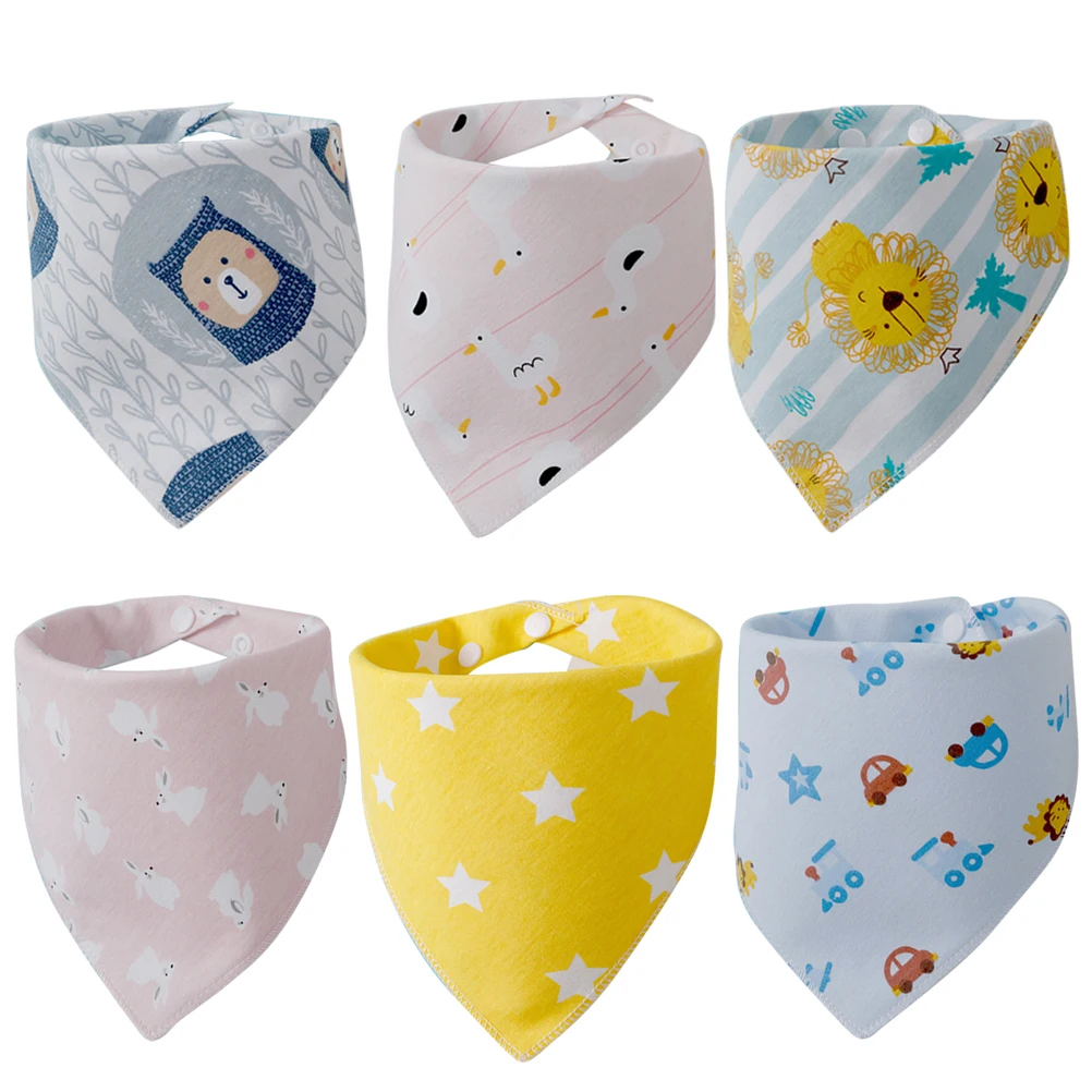 

6 шт. детские обеденные нагрудники из хлопкового материала с мультяшным дизайном, больше нет мокрой одежды, удобные длинные детские обеденные нагрудники на весь день