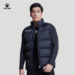 KELME Men Winter Down Vest Sport Training Lightweight Waterproof Outwear Short Stand Collar Casual Coat Windproof Warm Jacket