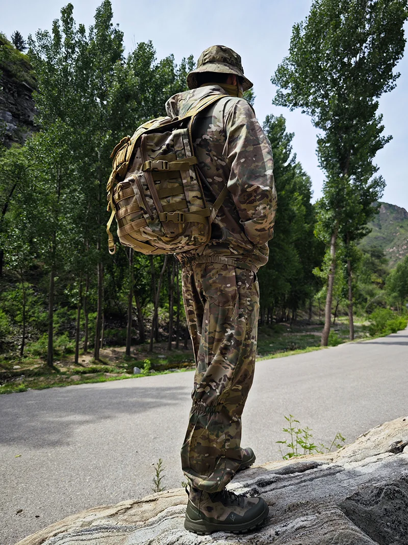 Militärisches Tarnuniform-Set, atmungsaktiver Sommer-Trainingsanzug, Outdoor-Mehrzweck-Taktische Arbeitskleidung, komplette Overalls – Detail 11