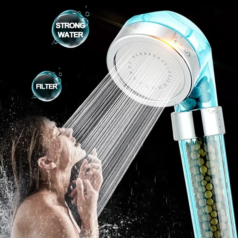 Three-Speed Adjustable Nozzle Booster Handheld Bathroom Shower Removable And Washable Anion Filter Shower Bathroom Accessories