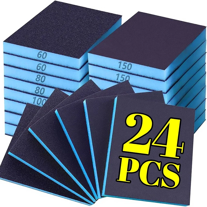 Wet and Dry Reusable Sanding Sponge Coarse Double Sided Sandpaper Blocks for Woodworking Metal Polishing Fine Grit Sanding Pads